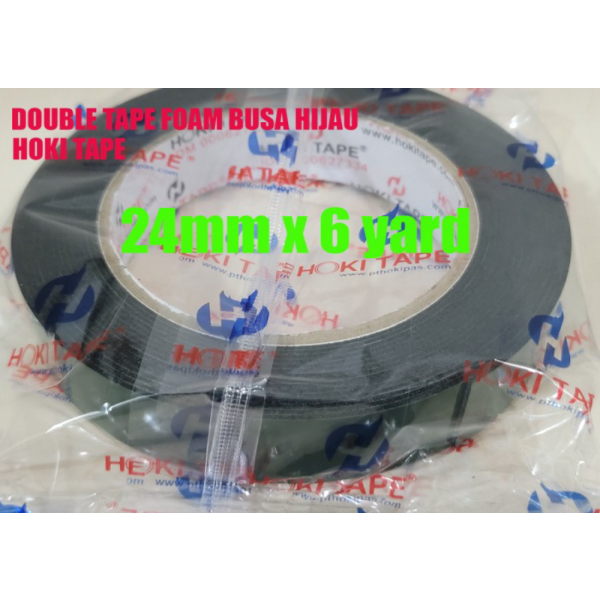 

DOUBLE TAPE FOAM BUSA HIJAU 24mm x 6 yard HOKI TAPE lakban selotip