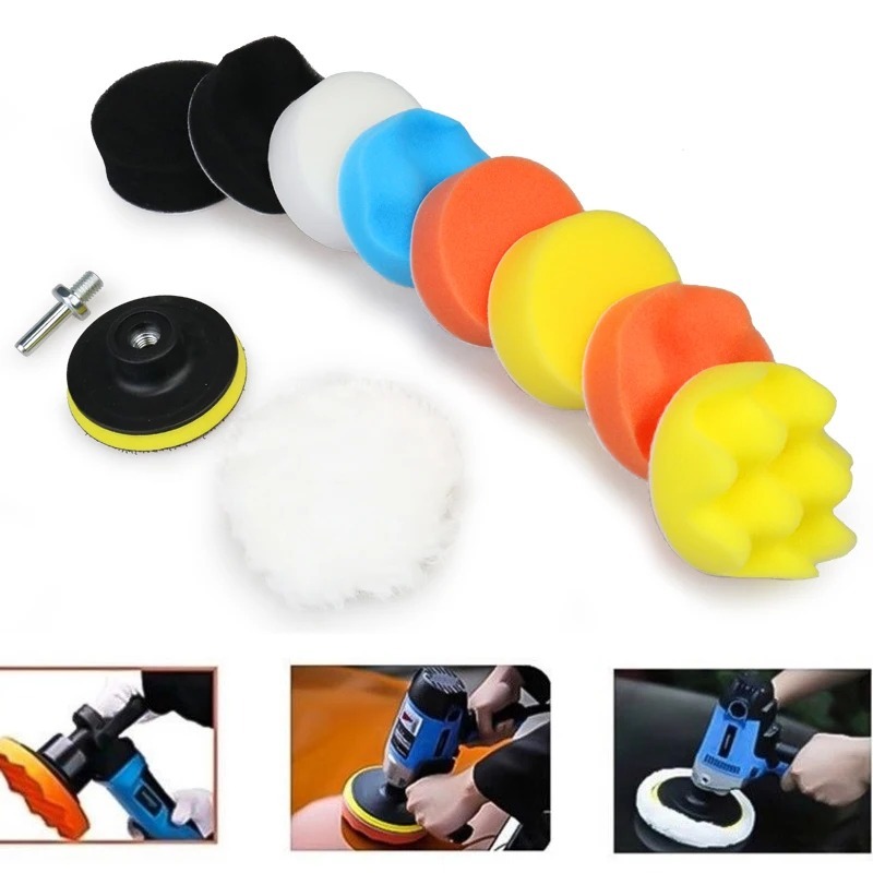 set busa poles mini 3" wool foam pad velcro + baut konektor mesin bor
