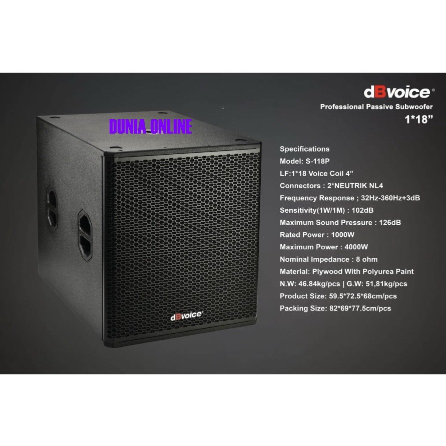SUBWOOFER PASIF DB VOICE S 118P  S118P 18 INCH ORIGINAL DBVOICE S -118P