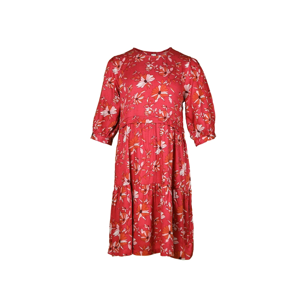 Pito Dito Girl Manning Dress Anak Merah Motif Bunga