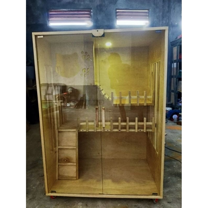 custom Kandang kucing bahan kayu natural cantik