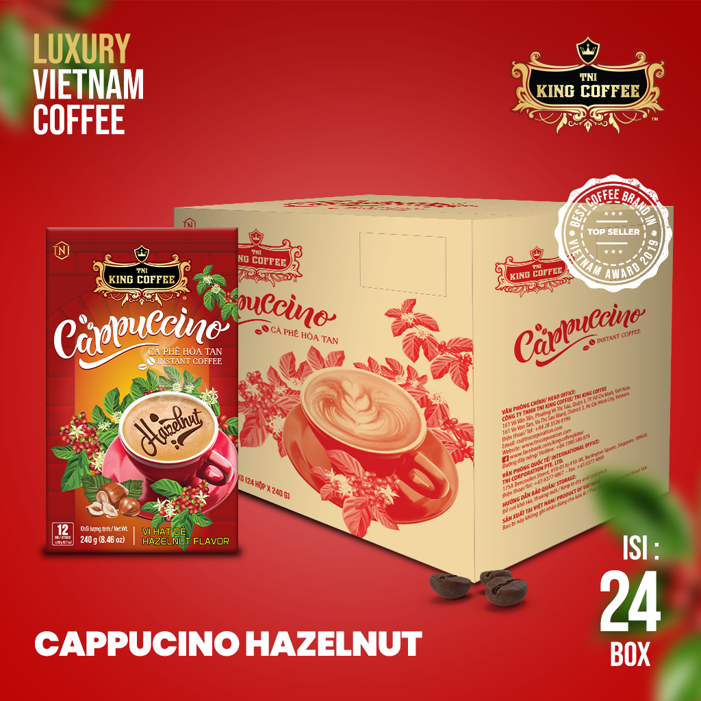 

DUS Karton Kopi Instan Import Vietnam Trung Nguyen King Coffee Cappucinno Hazelnut Isi 12 Stik 24 Box