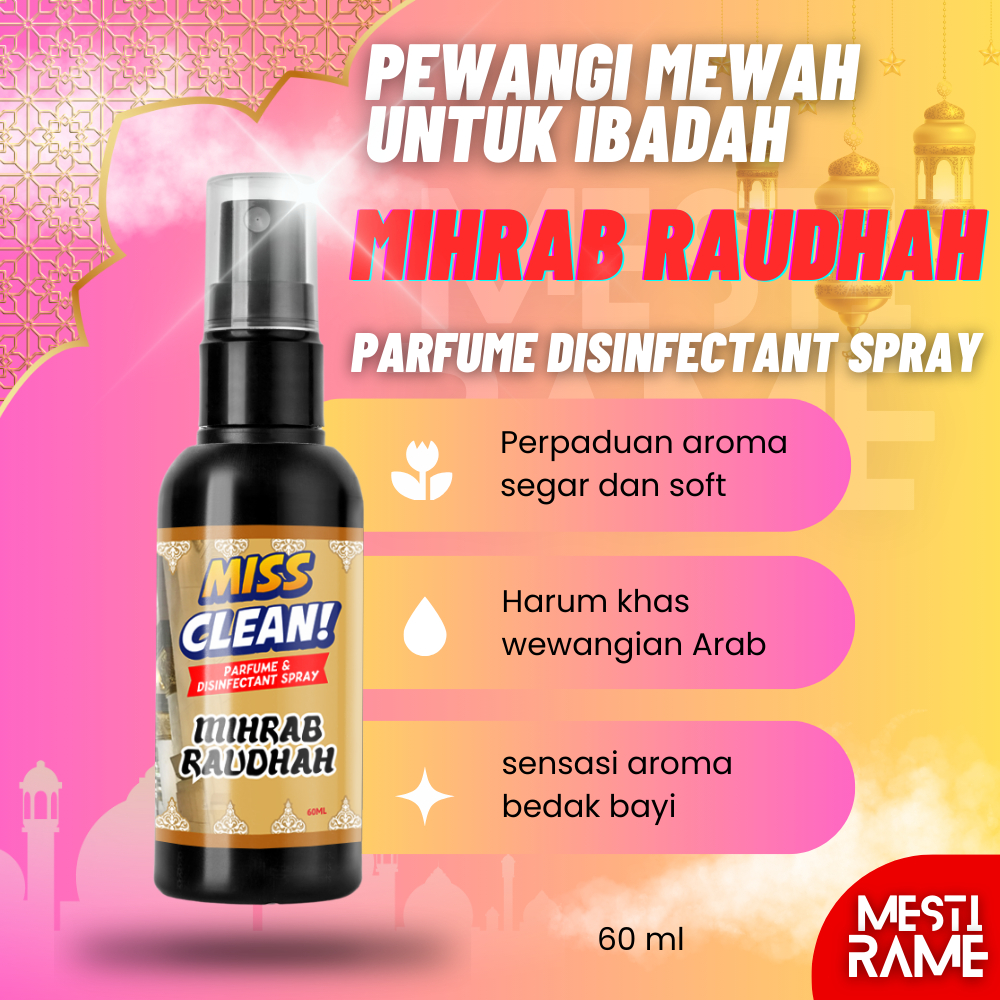 MISSCLEAN Parfum Islami Aroma Mihrab Raudhah untuk karpet sajadah mukena koko sarung MEGAH MALL