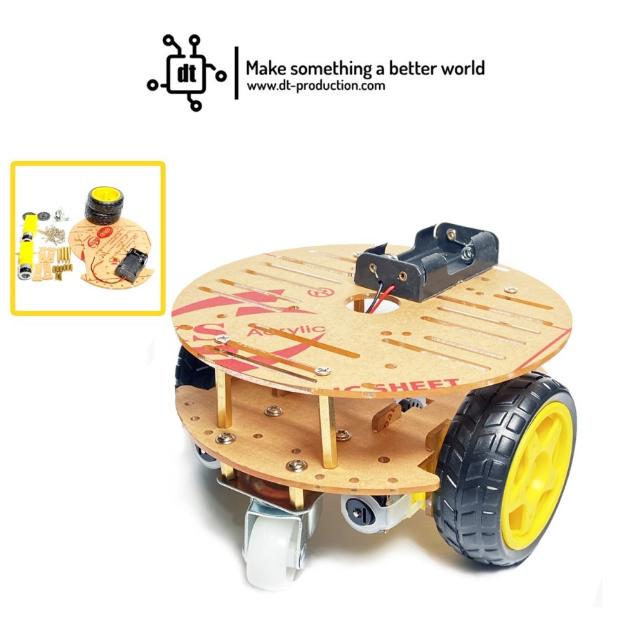Kit chassis robot mobil 2wd rt-4 chasis bulat 2 wd smart car