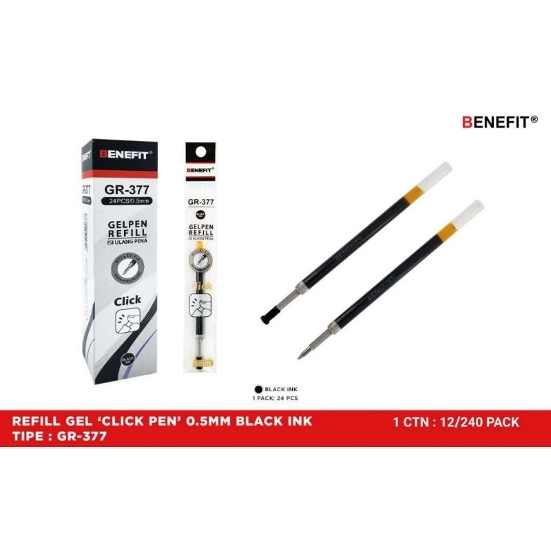 

Refill/ Isi Pena Gel Cetekan/ Click/ Retractable Benefit GR-377