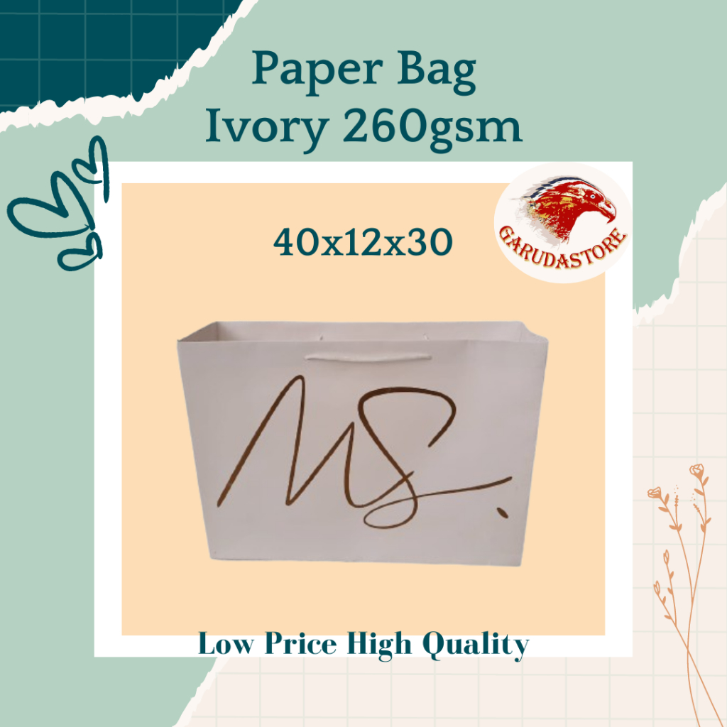 Paper Bag Custom Ivory 260gsm Size Besar Plus Cetak Logo Desain