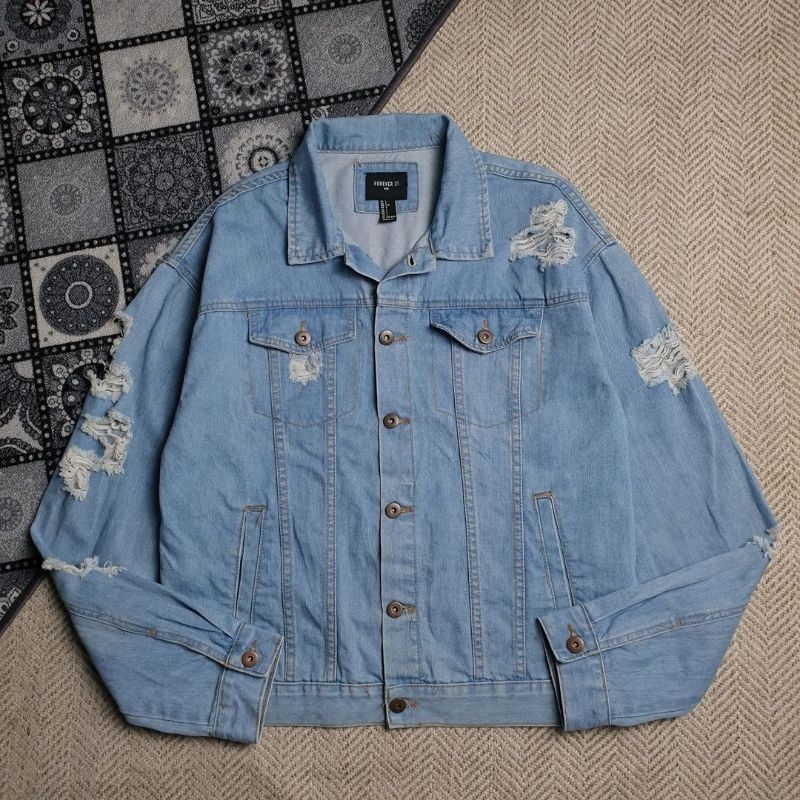 Forever 21 ripped denim trucker