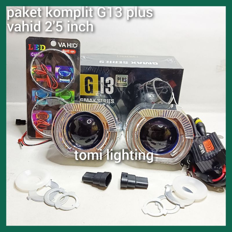 Vahid Biled G13 GMAX series PLUS|lampu utama projie mobil-motor sepasang paket komplit