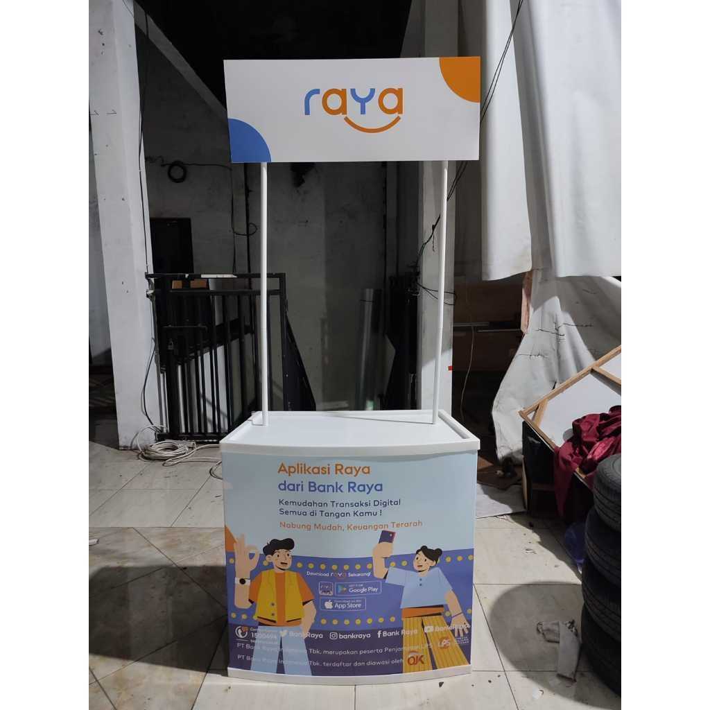 Event Desk Custom Printing Desain Bebas/Meja Stand Promosi Event Pameran/Booth Stand Portable