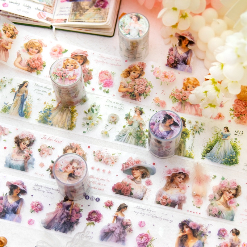 

(Kiricart) coming out of flower Kiss cut PET stiker tape DIY Journal Scrapbook Diary