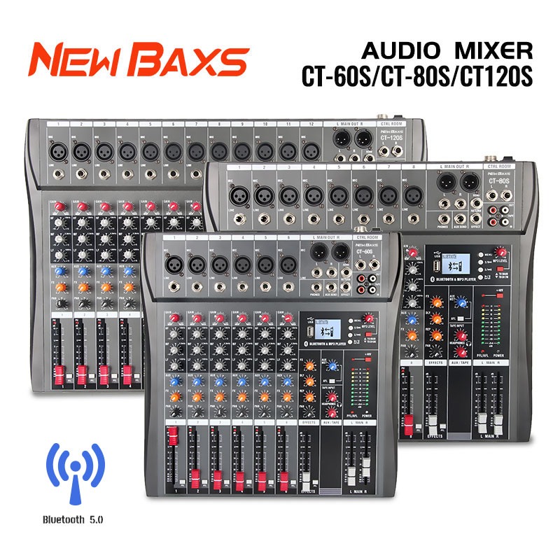 NEW BAXS CT60S/CT80S/CT120S Audio Mixer Professional 6/8/12 channel mixer Built-in reverb effect Sup