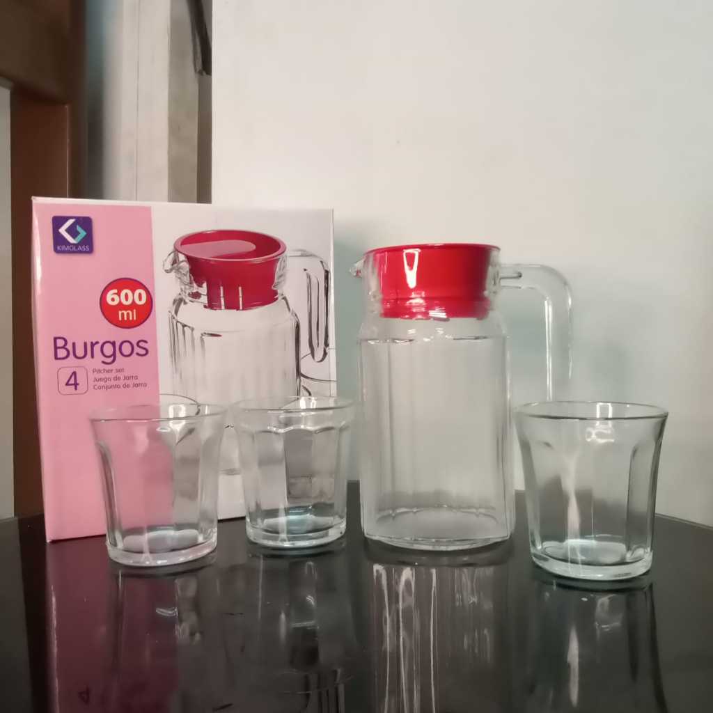 TEKO + GELAS KACA KIMGLASS BURGOS (1SET 4PCS)