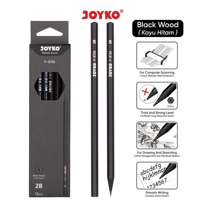 

(PERLUSIN) Pencil Pensil Joyko P-8136 2B 1 BOX 12 PCS