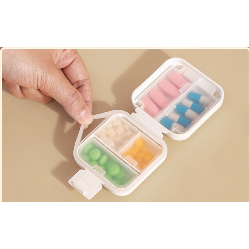 RB6 kotak obat travel tempat vitamin seal proof kedap gambar beruang lucu untuk dewasa dan anak