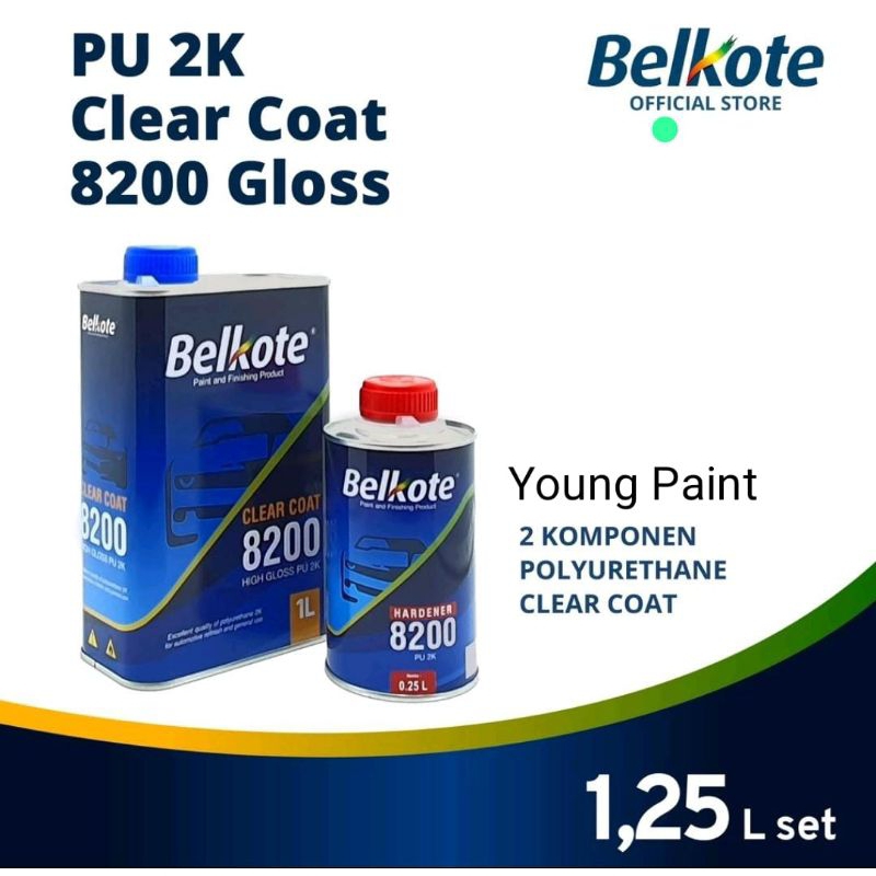 Belkote PU 2K Clear Coat 8200 Gloss / Antigores Belkote 8200 Gloss 1L atau 1Kg / Mengkilap Mobil dan
