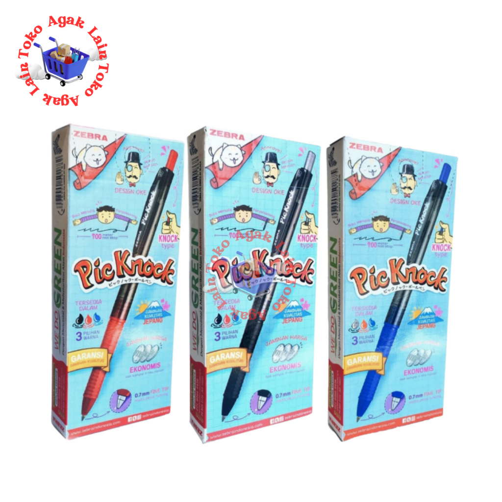 

Bolpen / Pulpen Picknock Zebra 0.7 Per Pack Isi 12 Pcs