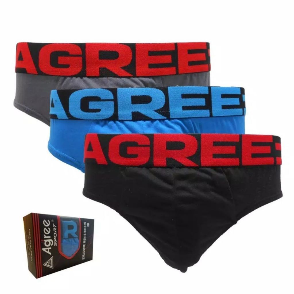 Celana Dalam Pria Agree Sport 2317 1 Box 3pcs | Cd Pria Dewasa Bahan Katun Karet Boxer