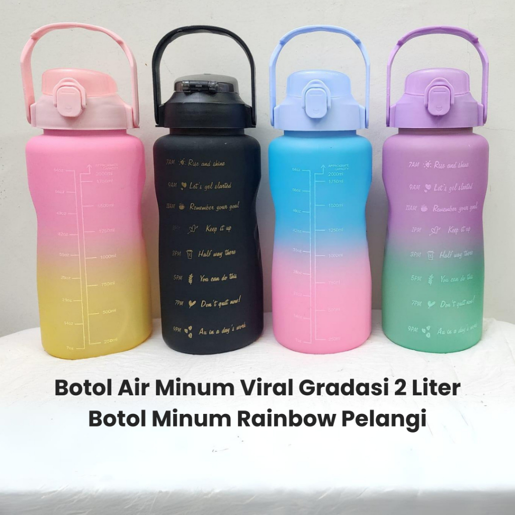 Botol Air Minum Viral Gradasi 2 Liter Botol Minum Rainbow Pelangi
