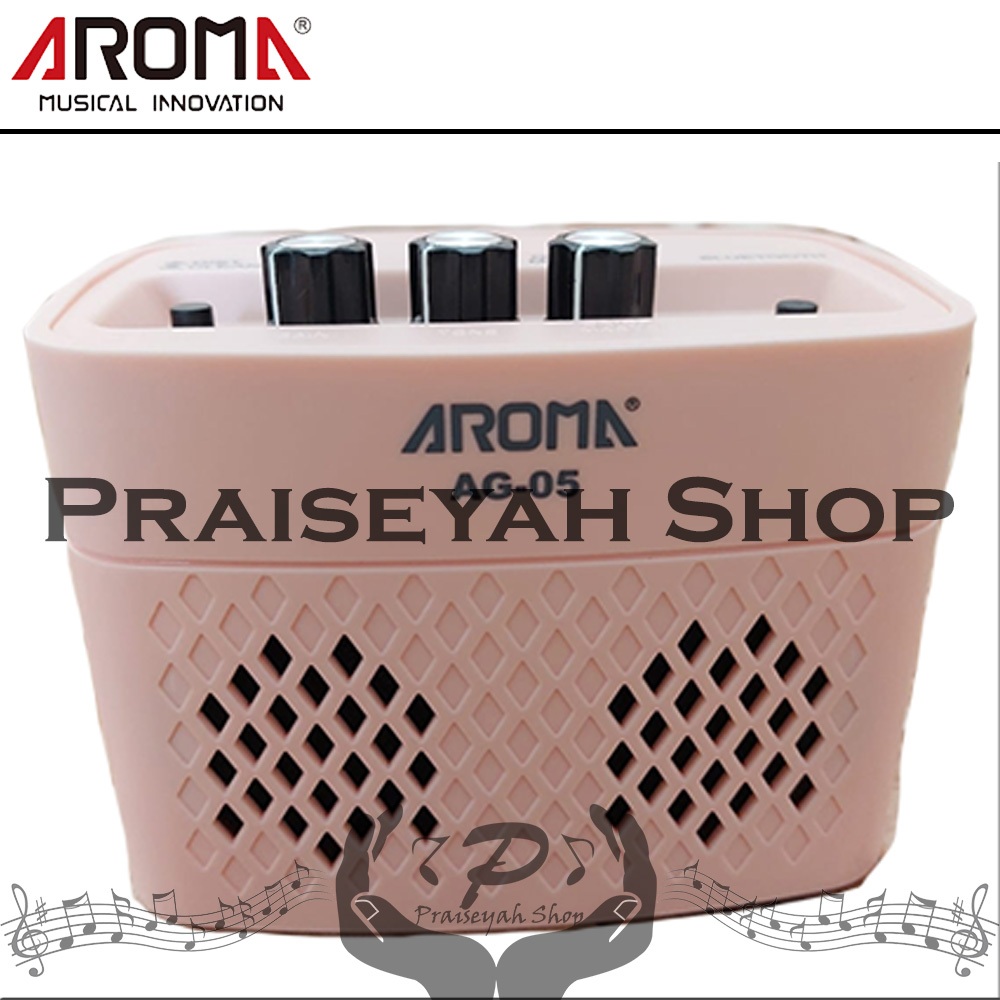 Amply Gitar Elektrik Mini Speaker Efek Distorsi Aroma AG-05 Pink