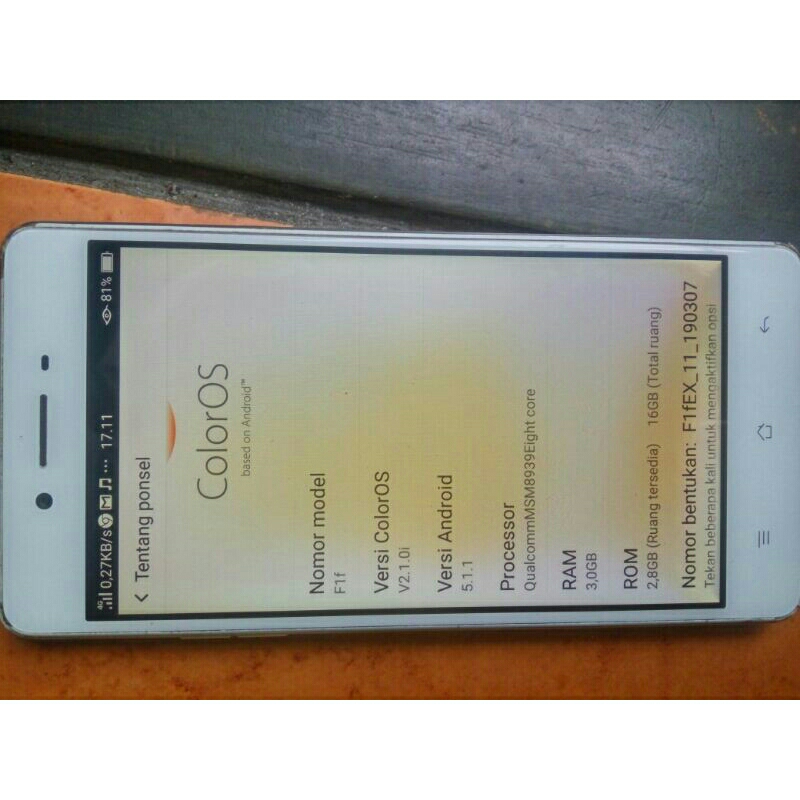 HP OPPO F1F Seken mulus Ram 3 memori 16Gb