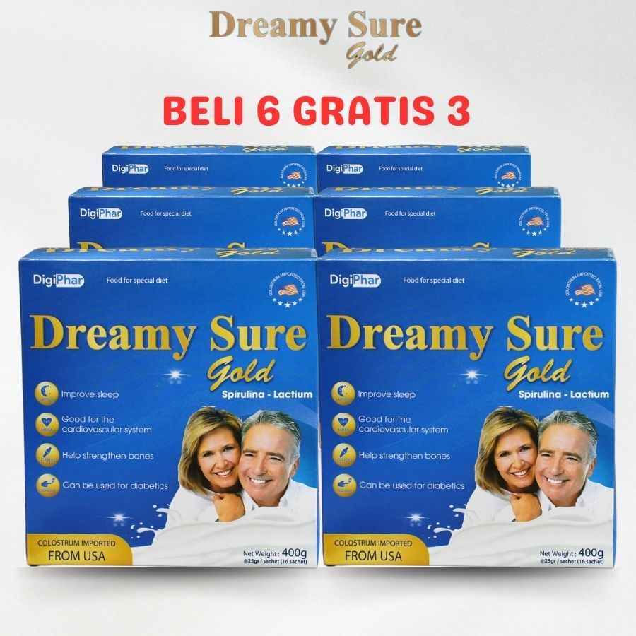 

Dreamy Sure Gold Susu Bubuk (6x400g) - Susu meningkatkan kualitas tidur, membantu memperkuat tulang, dan baik untuk sistem kardiovaskular
