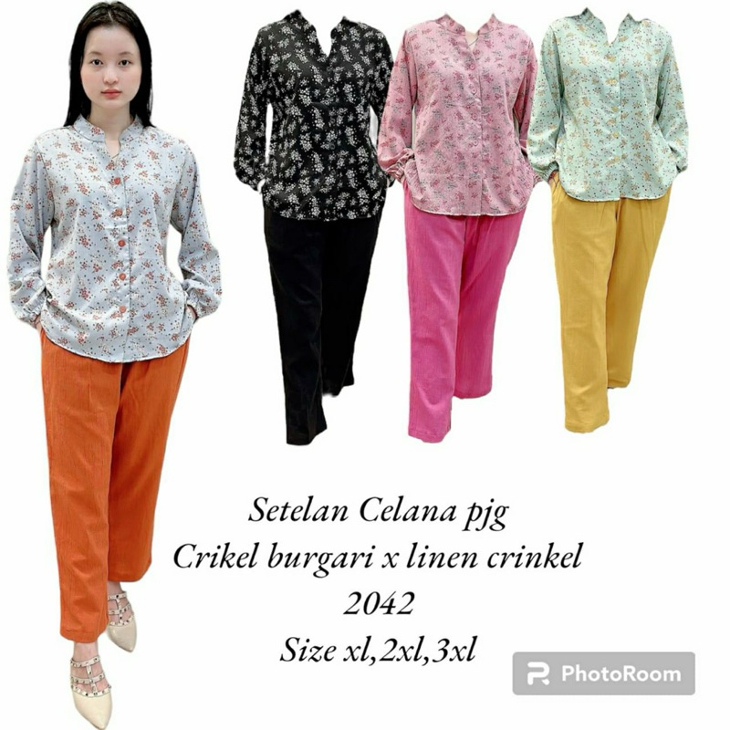 SETELAN CELANA PANJANG/SETCEL LINEN/SETELAN WANITA