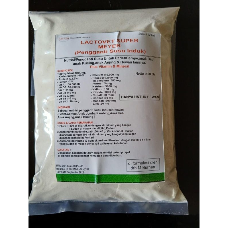 

Susu hewan /susu Petet dll LACTOVET MEYER isi 400 gr