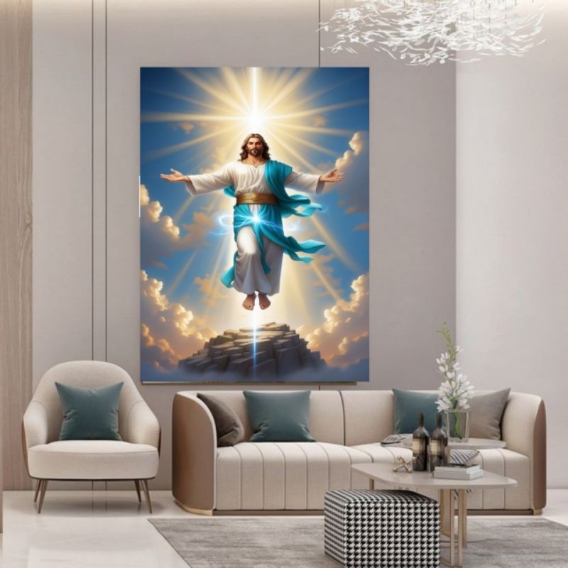 poster cetak,TUHAN YESUS,ukuran jumbo 70×100 cm dan 100×150 cm,lukisan cetak,dekorasi rumah,tanpa bi