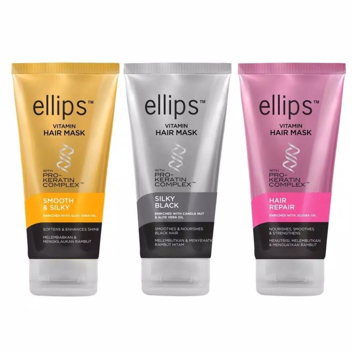 Ellips Hair Mask Pro Keratin Vitamin 120gr Masker Rambut Anti Rontok Melembutkan Menghitamkan Tube 1