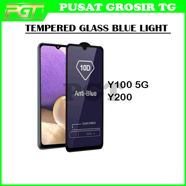 TEMPERED GLASS FULL ANTI BLUE LIGHT ANTI RADIASI VIVO Y100 5G Y200