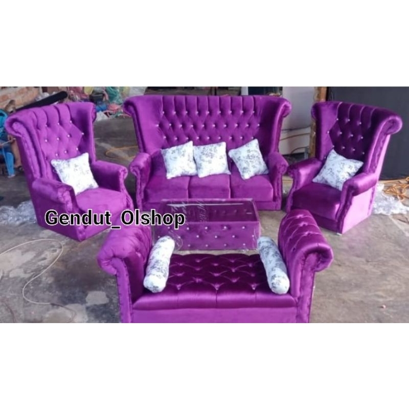 (Khusus Wilayah Kota Palembang) Sofa Jaguar Beludru Legion 3-1-1 (Tiga Seater, Satu Seater, Meja & B