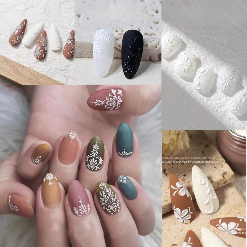 3D Nail Art Embossed Gel Glue Desain Garis Timbul Design Bohemian embos