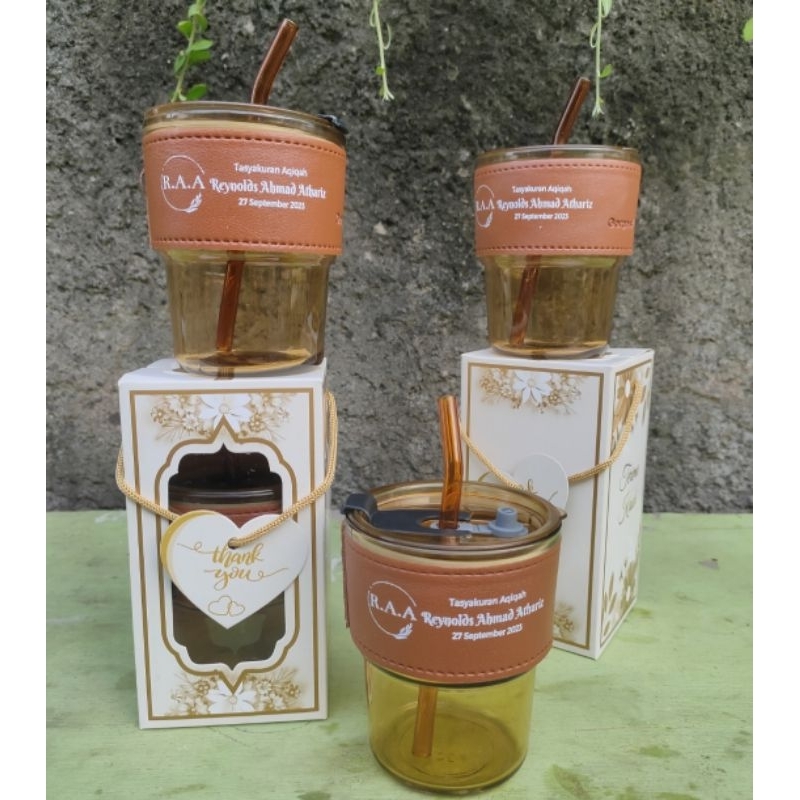 Souvenir Gelas kaca Jar custom sablon