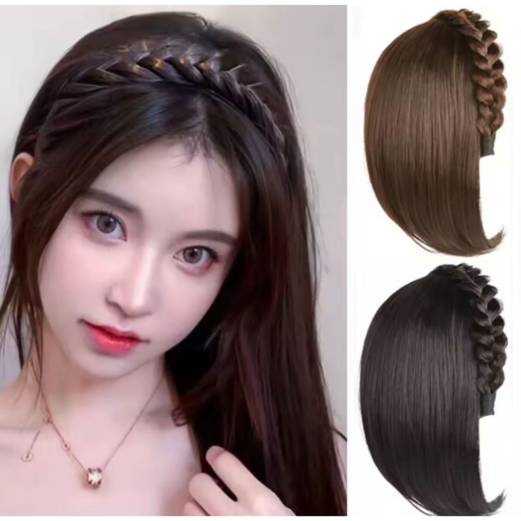 Wig bob bando kepang wig bando kepang bob wig panjang wig smoothing