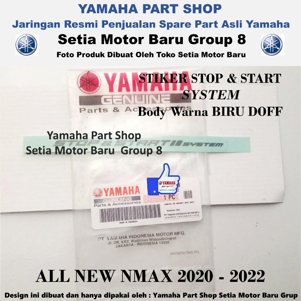 Stiker Logo Stop & Start System Body Warna Biru Doff All New N Max Nmax Asli Yamaha
