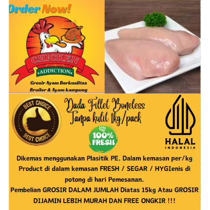

Dada Fillet Boneless tanpa kulit Daging Ayam 1kg