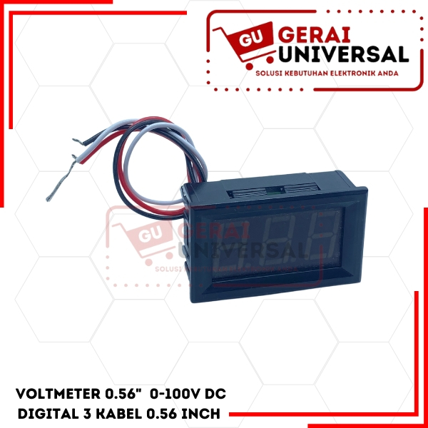 Voltmeter 0.56" 0-100V DC Digital 2 Kabel 0.56 Inch