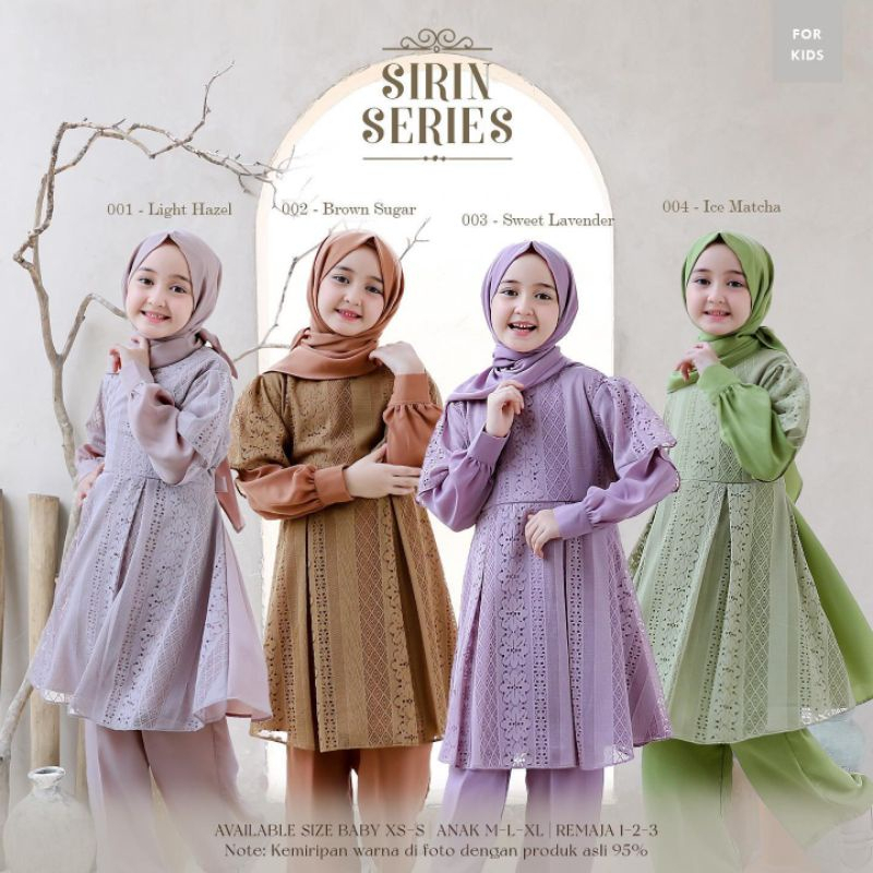 TERBARU SIRIN SERIES KIDS 2IN1 7-10 Tahun Brukat Malika Mix Moscrepe  / Baju Anak Set Celena Tunik