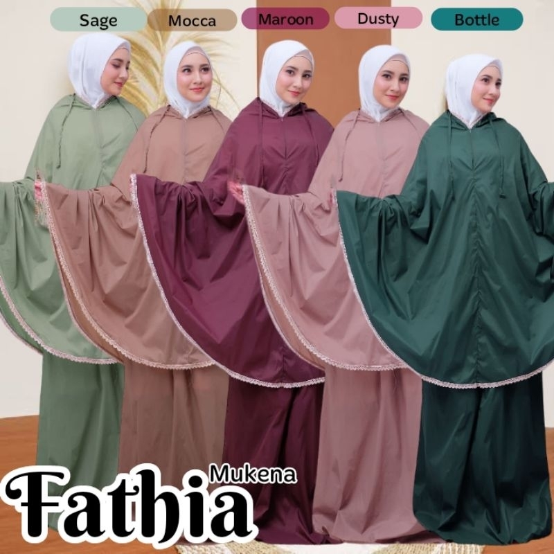 FATHIA MUKENA TRAVELING POLOS BAHAN PARASUT MIX RENDA Original by Shofiya