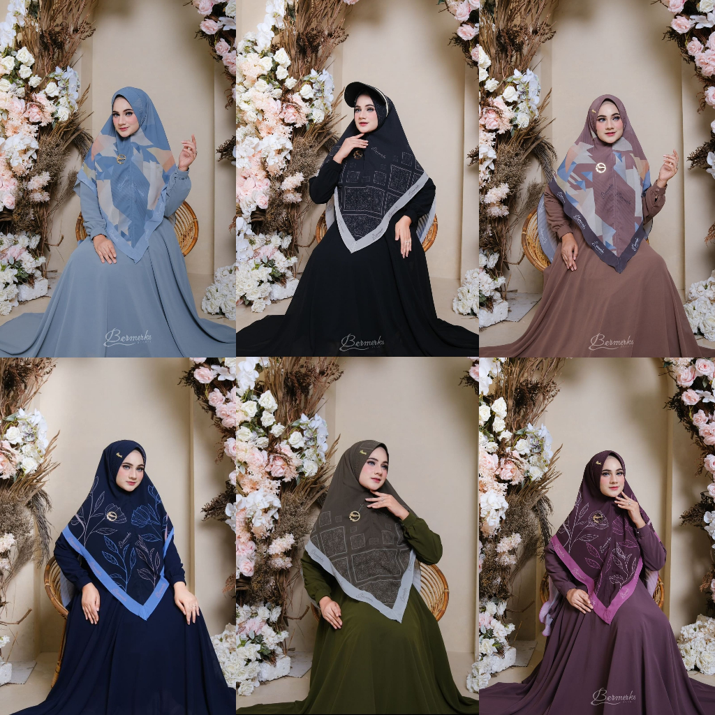 wajib punya gamis ceruty babydoll set kerudung motif ori bermerks syari salwa karen bela miranda