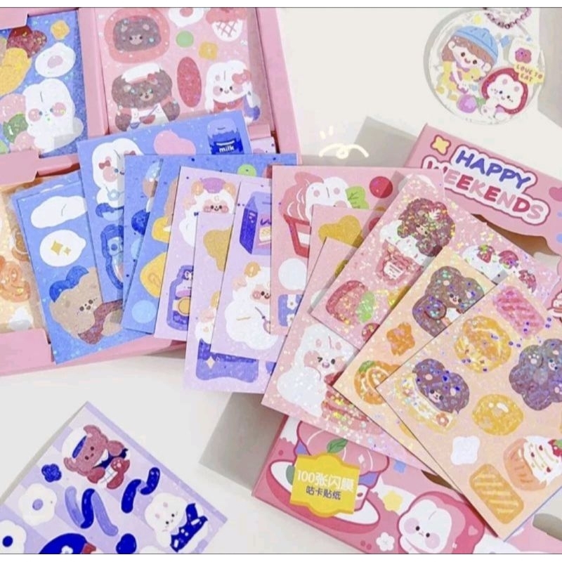 

10pcs MINI GLITER efect Sticker / aesthetic sticker / cute sticker / journaling sticker / deco album