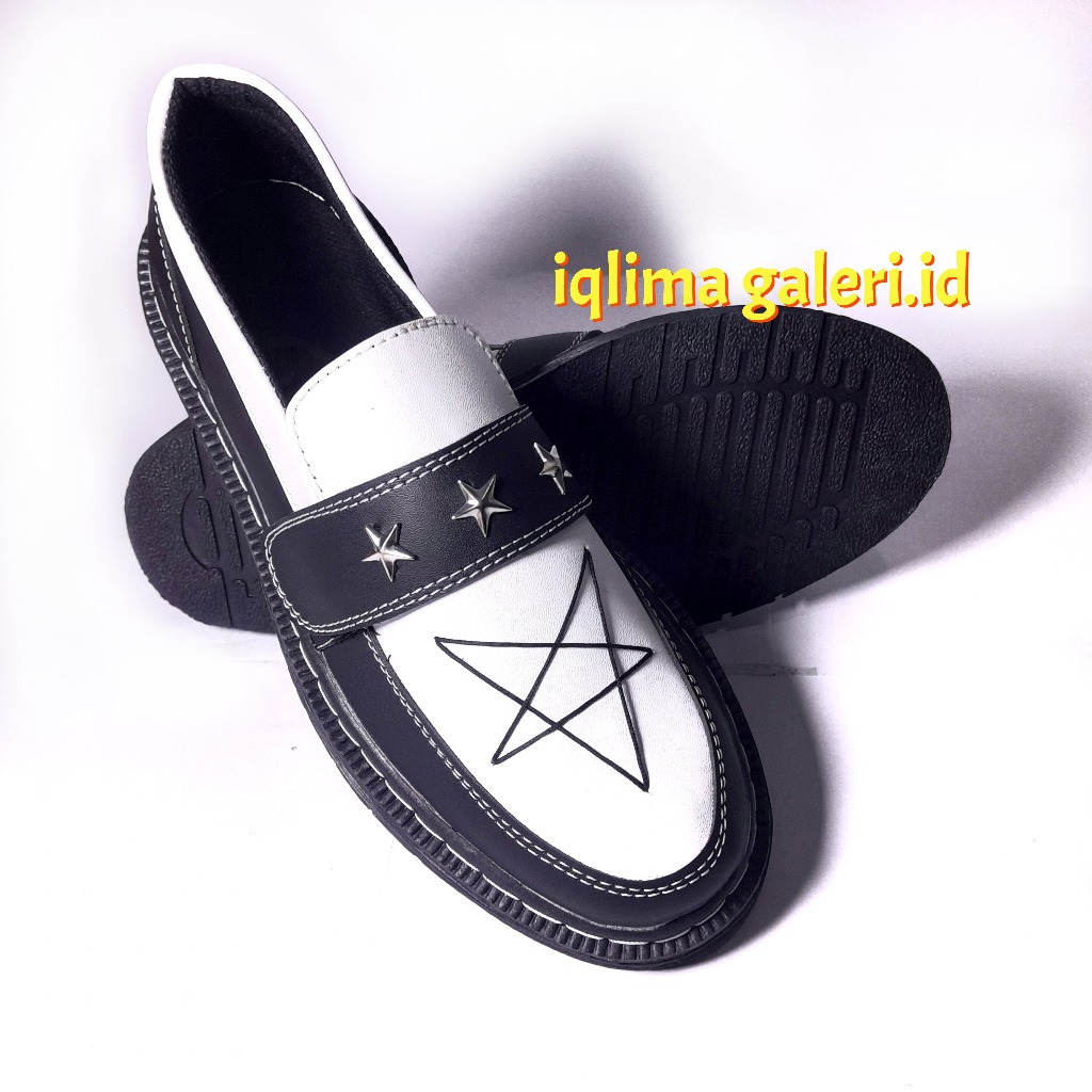 sepatu slip on docmart bintang velcro emblem bintang loafers pria