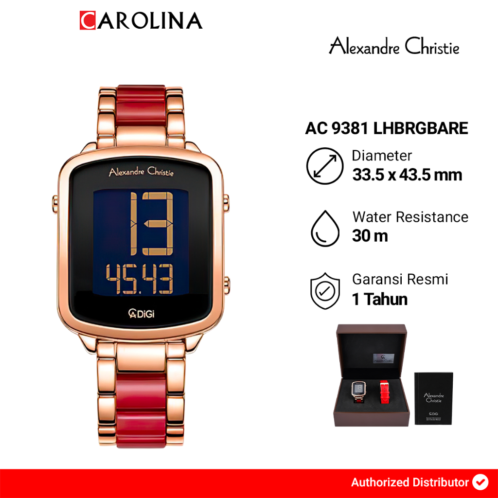 Jam Tangan Wanita Alexandre Christie Digi AC 9381 LHBRGBARE Black Dial Rose Gold Dual Tone Stainless