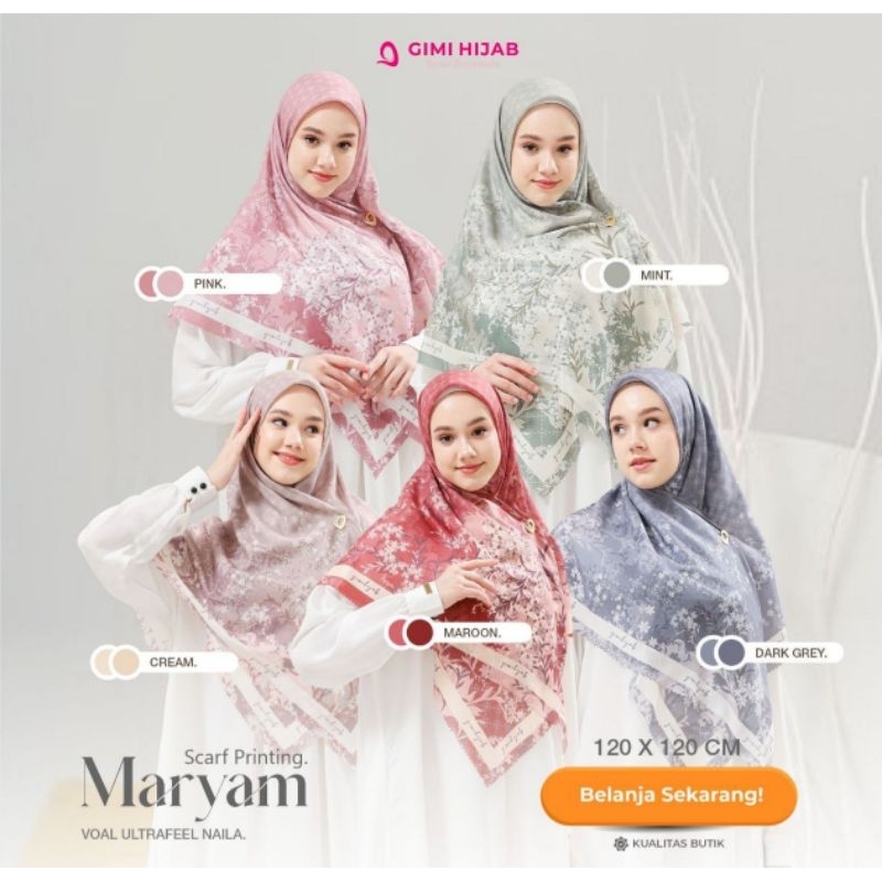 Maryam Scarf Printing by Gimi Hijab | Women Series | Hijab Segi Empat