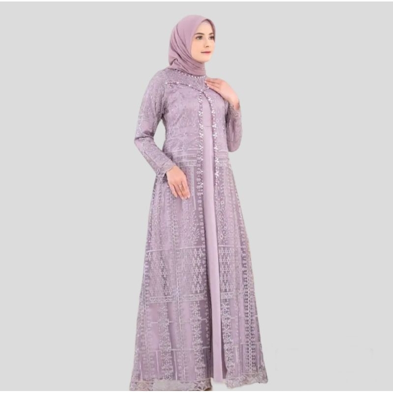 Dress Gamis Regina Full Tille Bordir Gamis Muslim