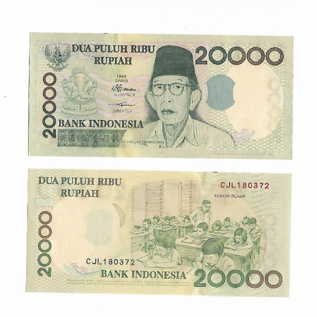 Uang kuno Indonesia 20000 Rupiah 1998 Ki Hadjar Dewantara