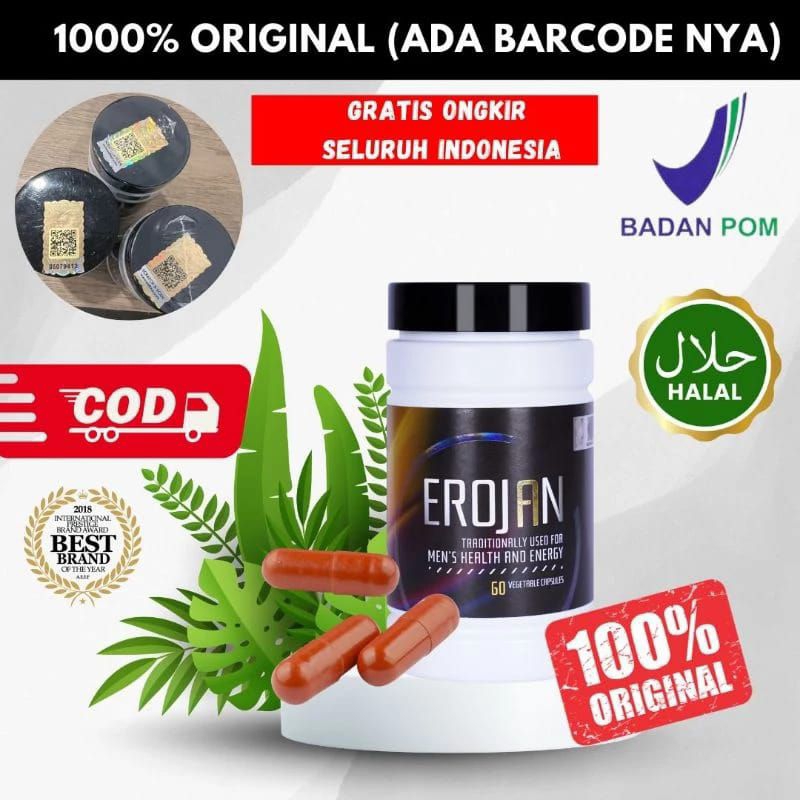 Erojan wellous original 100% Asli suplemen fitnes terlaris workout pria HALAL BPOM