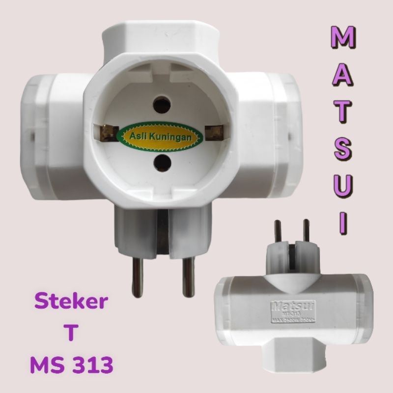 STEKER T/COLOKAN DINDING/COLOKAN TEMBOK/COLOKAN LISTRIK MEREK MATSUI TIPE 313 PUTIH