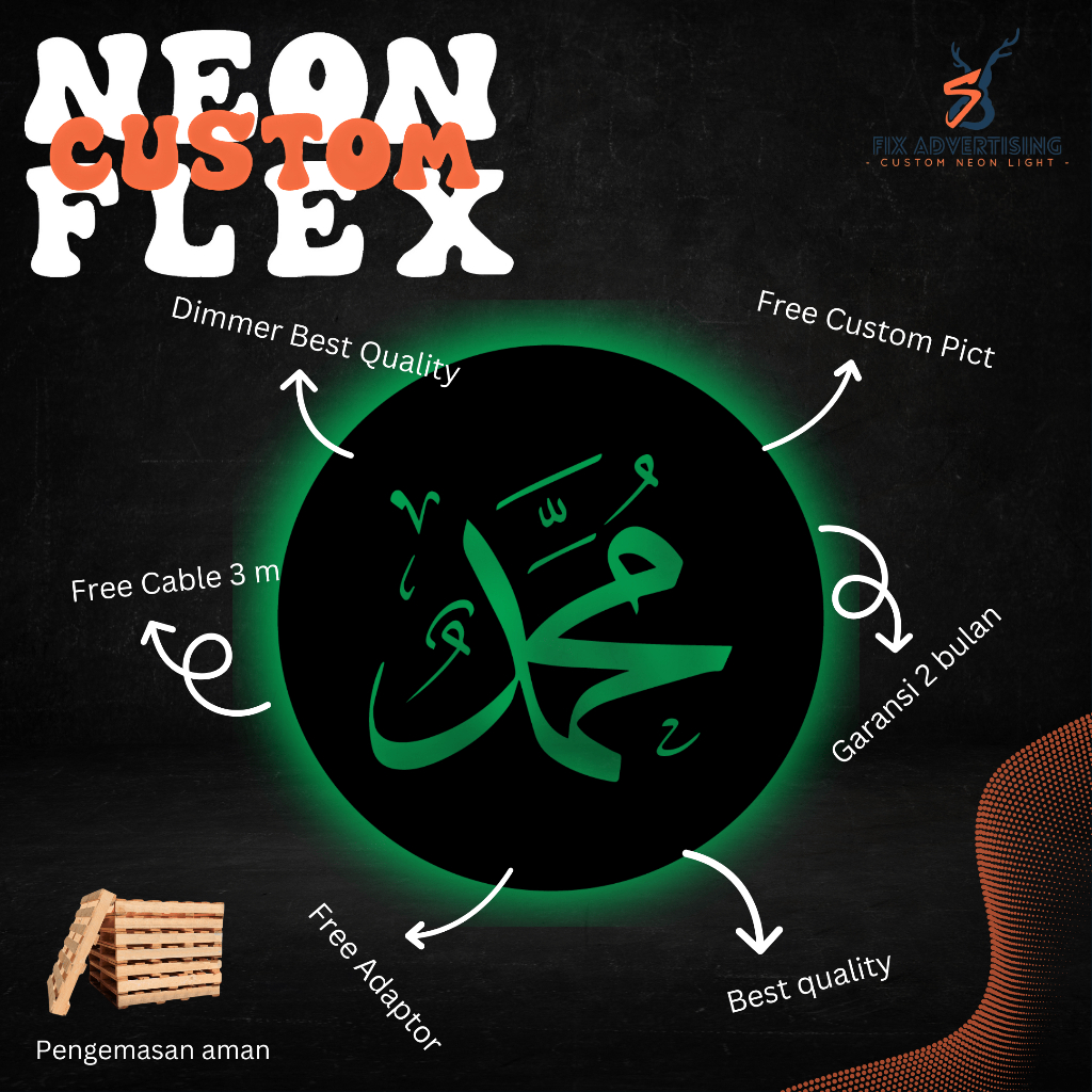 Lafadz Allah dan Muhammad SAW acrylic sign baclight