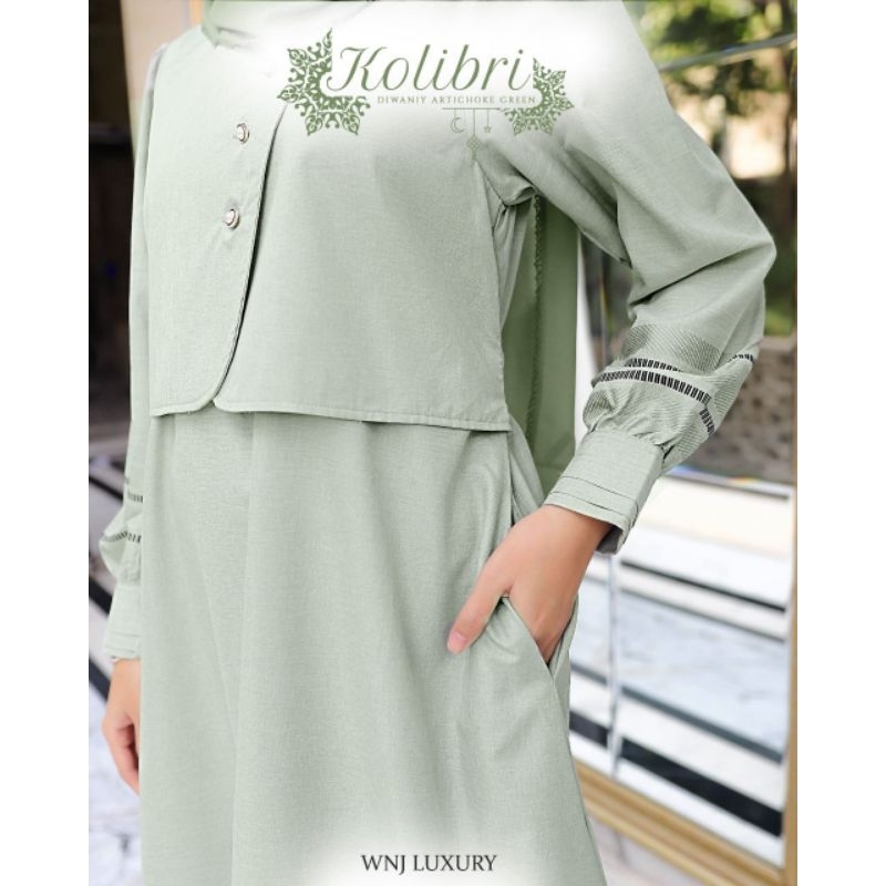 Diwaniy Dress Kolibri 2024 Gamis Aja By WNJ Luxury Bahan Cotton India Kombinasi Halus Adem Pakaian B